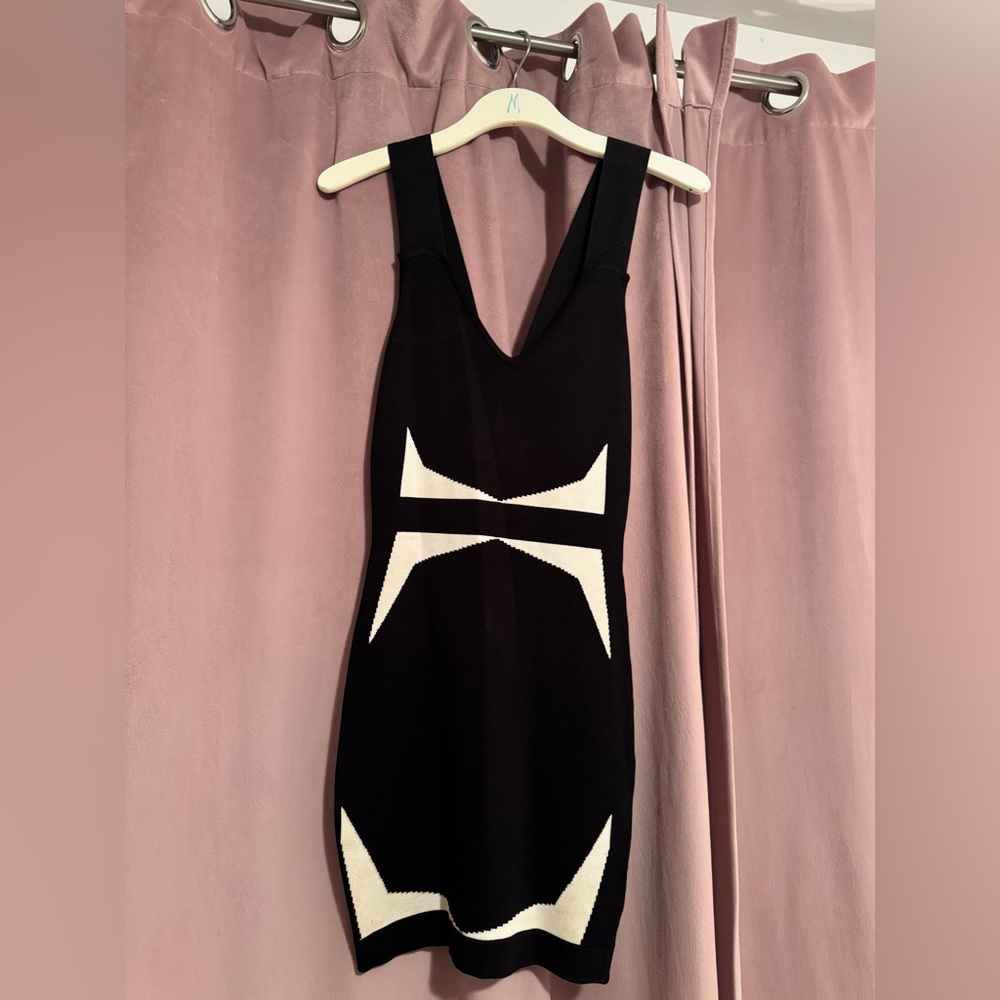 Marciano Elegant Black and White Cocktail Dress